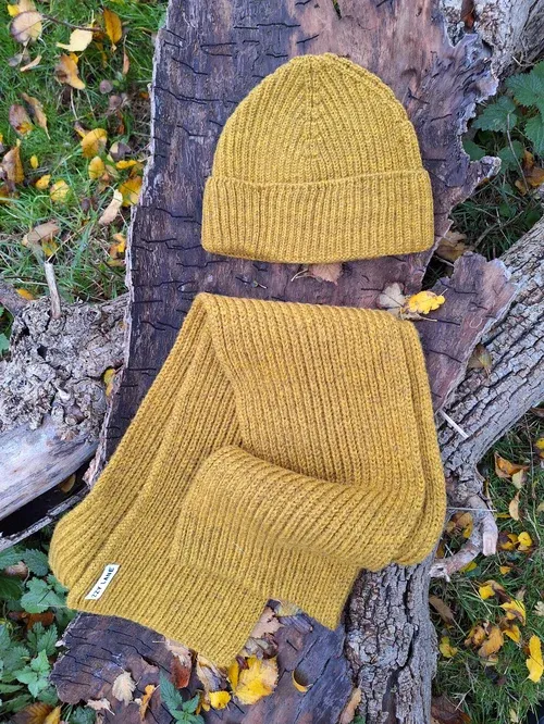 Autumn Yellow Beanie and Scarf Set