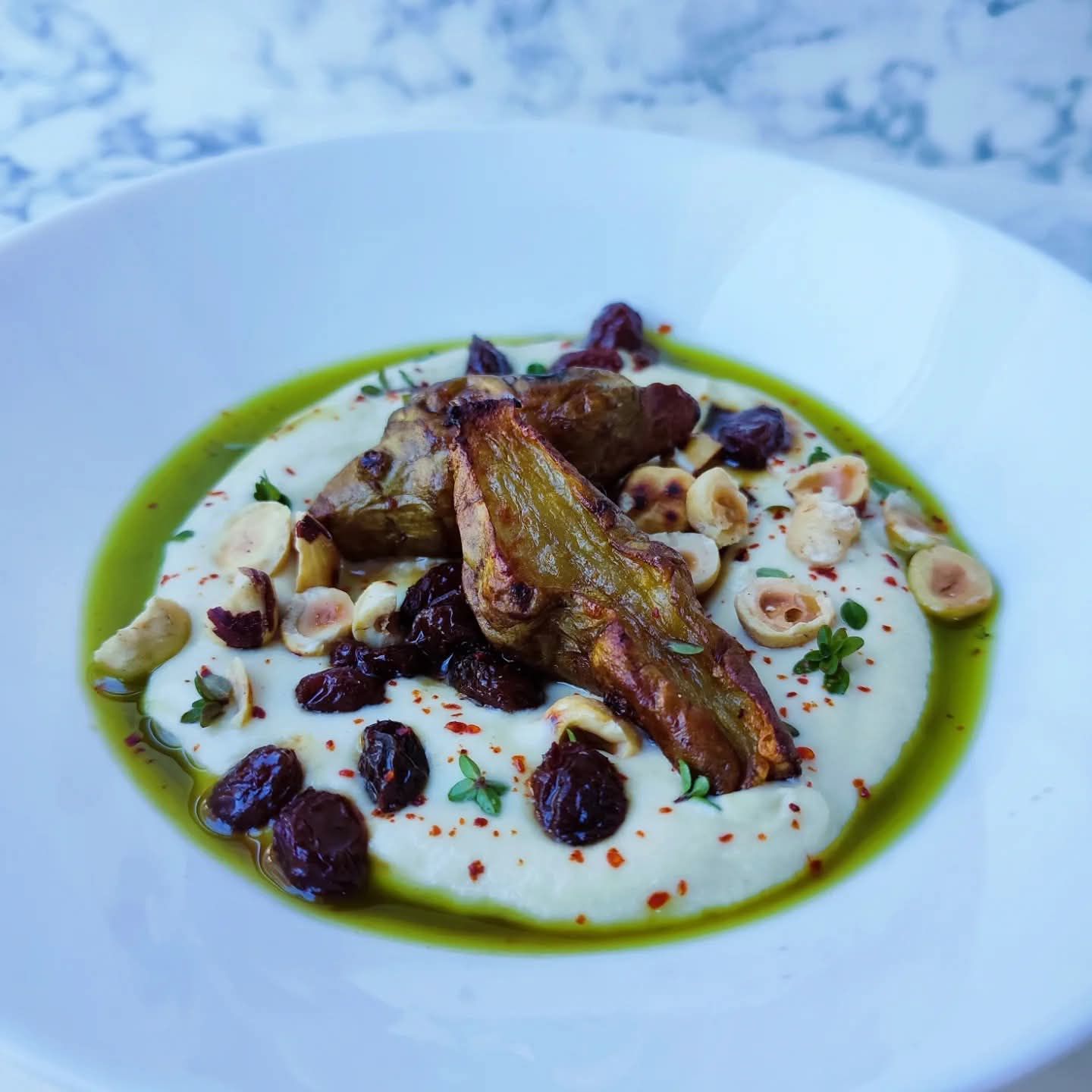 Image of Roasted Jerusalem Artichoke, Plumped Raisins & Toasted Hazelnuts
