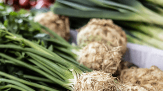 Celeriac, with tops
