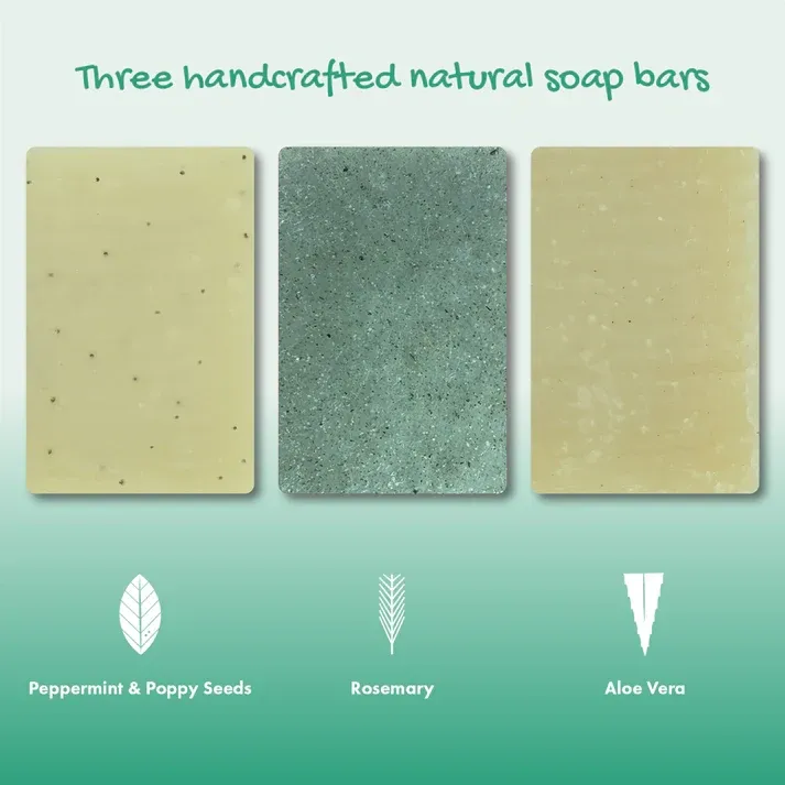 Image of Friendly Soaps Trio Gift Set: Peppermint & Poppy Seeds, Rosemary, Aloe Vera