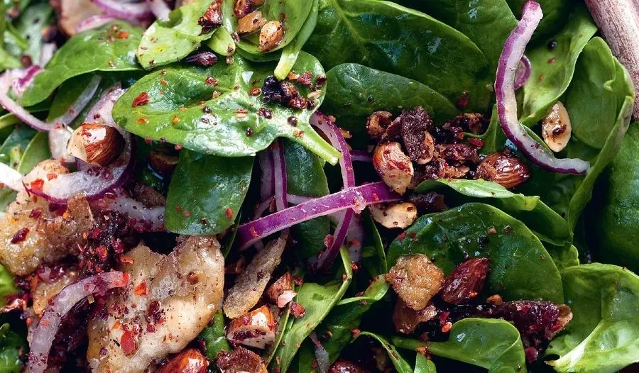 Image of Baby Spinach Salad with Dates and Almonds