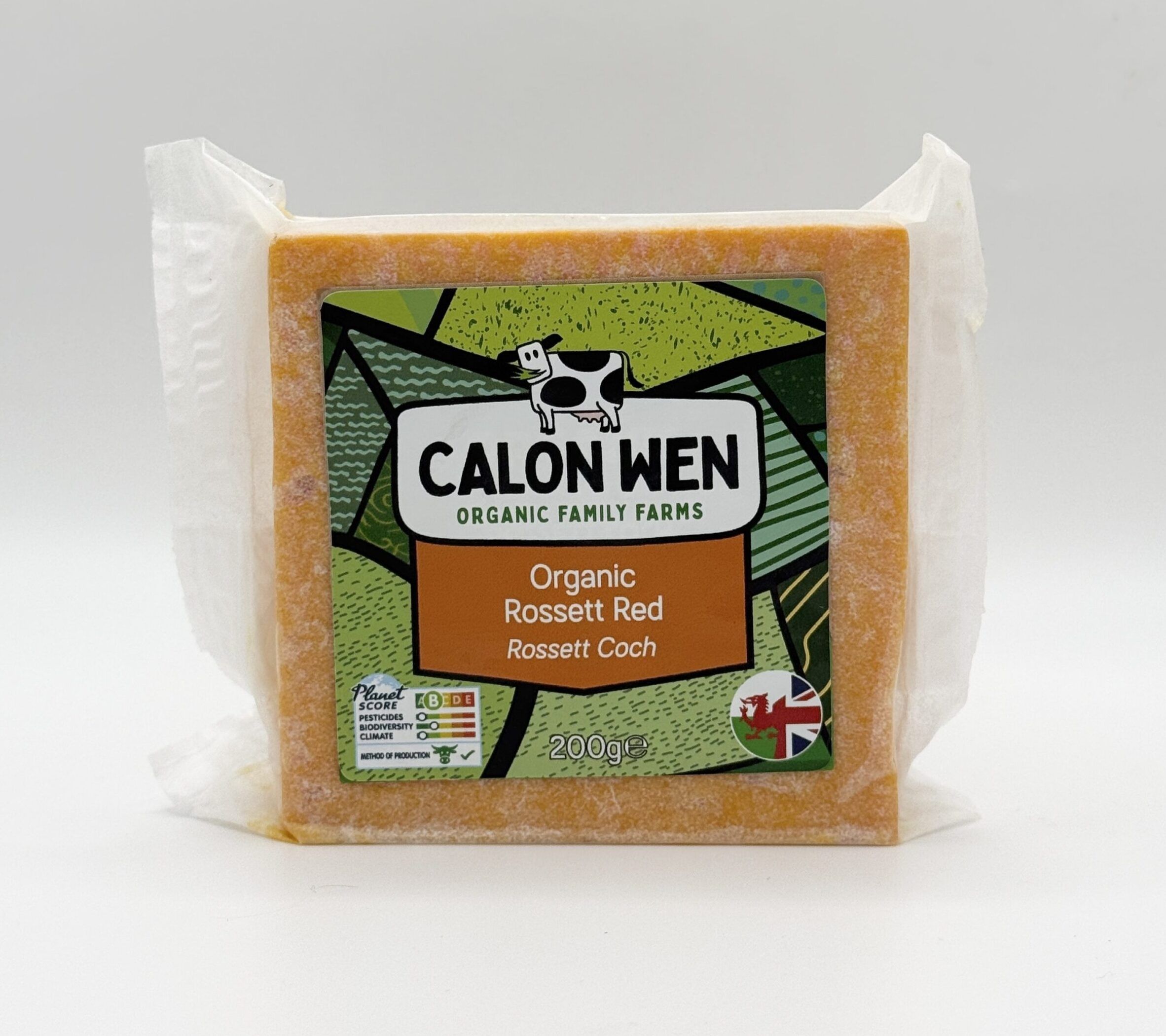 Image of Organic Rossett Red Leicester Style Cheese: 200g (Calon Wen)