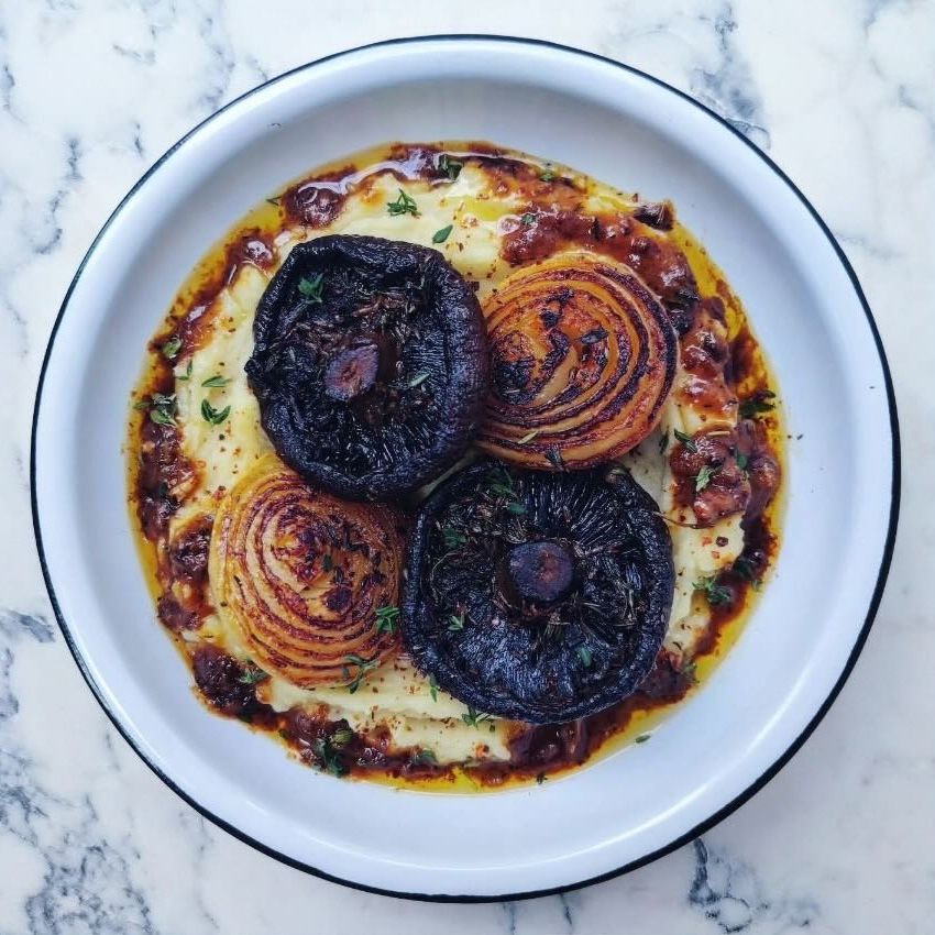 Image of Confit Portobello Mushroom with Mustard Mash