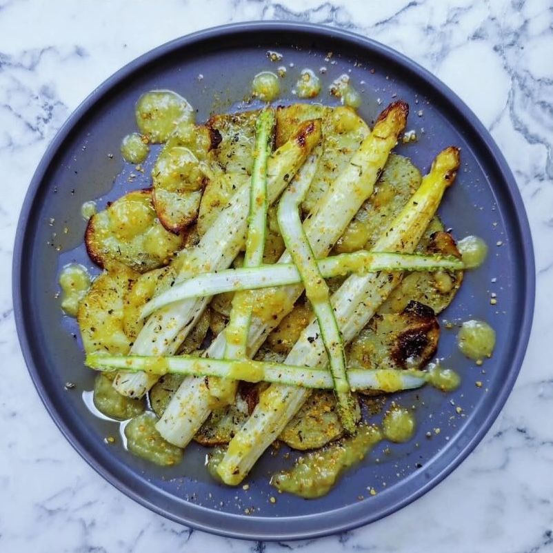 Image of White Asparagus & Potato with Dijon, Lemon & Garlic